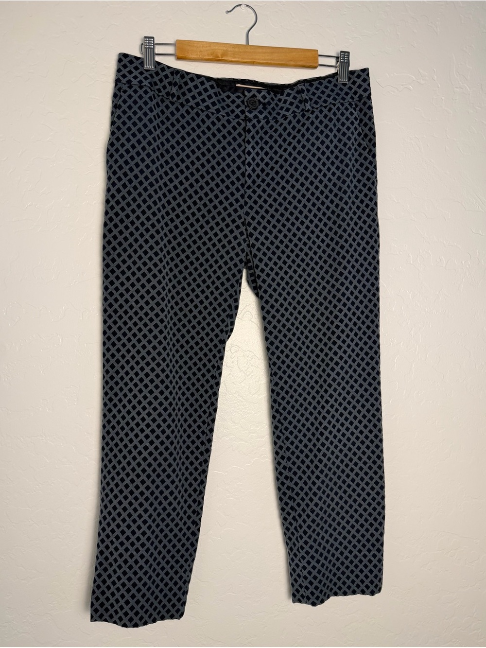 Banana Republic Women's 10P Ankle Camden Pants Navy/Gray Geometric Pattern